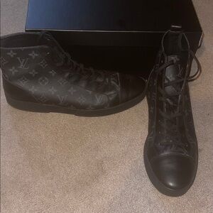 Louis Vuitton Monogram Black Leather Sneakers